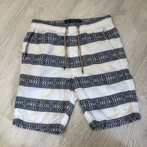 Blue and white striped shorts
